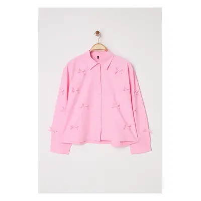 Trendyol Curve Pink Bowknot Plus Size Shirt