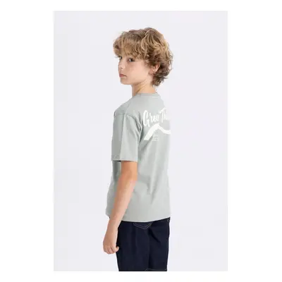 DEFACTO Boy's Crew Neck Back Printed Short Sleeve T-Shirt