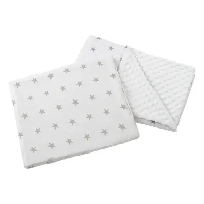 Medi Partners Quilt 55x75 + pillow 35x30 cotton + minky – Gray stars on white + white minky