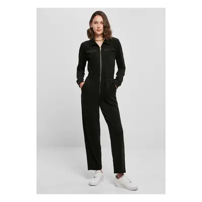 Women's Velvet Rib Boiler Suit Black