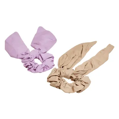 Scrunchies with bow 2-pack light lilac/beige