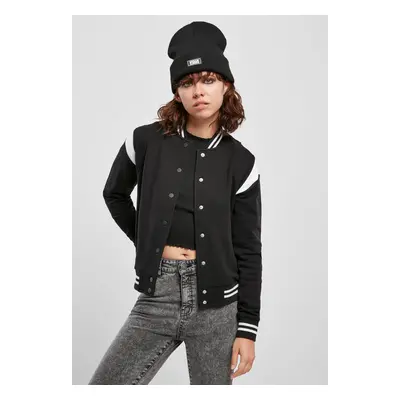 Women's Organic College Sweat Jacket Sweatshirt Black/White