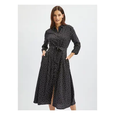 Orsay Black Lady's Polka Dot Shirt Midishdresses - Women