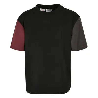 Boys' Organic Oversized T-Shirt Colorblock Black