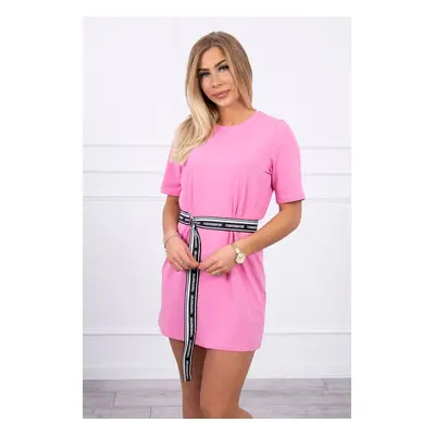 Dress with decorative belt light pink