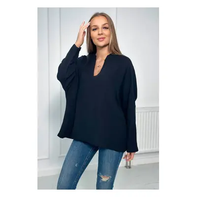 Kesi Muslin blouse with rolled-up sleeves black