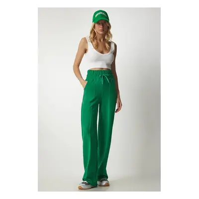 Happiness İstanbul Women's Green Basic Knitted Sweatpants with Pocket