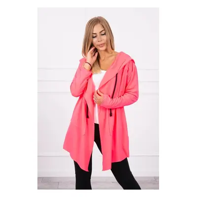 Cape with loose hood pink neon color