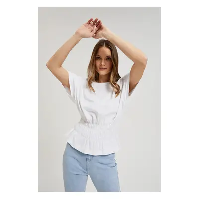 Women's blouse with elastic waistband MOODO - white