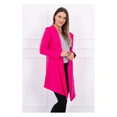 Cape with loose hood in fuchsia color