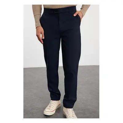 Trendyol Navy Blue Gray Slim Fit Italian Cut Chino Fabric Trousers