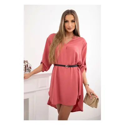 Kesi Włoski Dress with longer back and belt dark pink