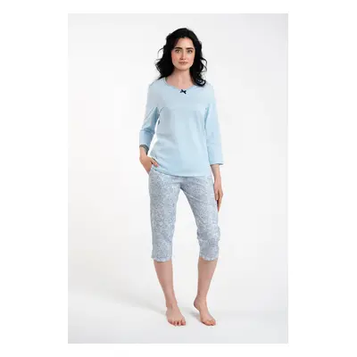 Salli women's pyjamas 3/4 sleeve, 3/4 legs - blue/duk blue