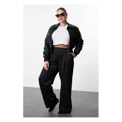 Trendyol Curve Black High Waist Wide Leg Woven Trousers