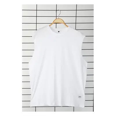 Trendyol White Oversize/Wide Cut Basic Tagged 100% Cotton Sleeveless T-shirt/Undershirt