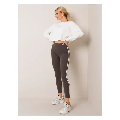 Sötét khaki leggings csíkokkal