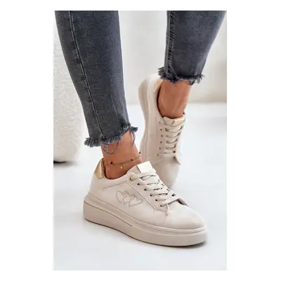 Women's platform sneakers with hearts beige Avirorae