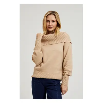 Women's sweater with roll neckline MOODO - beige