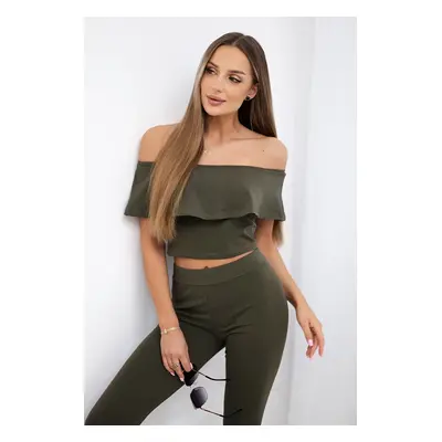 Set with ruffle khaki