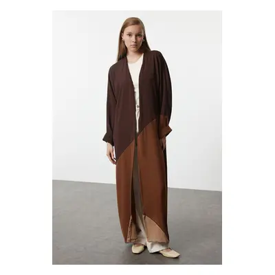 Trendyol Brown Color Blocked Long Woven Cap & Abaya