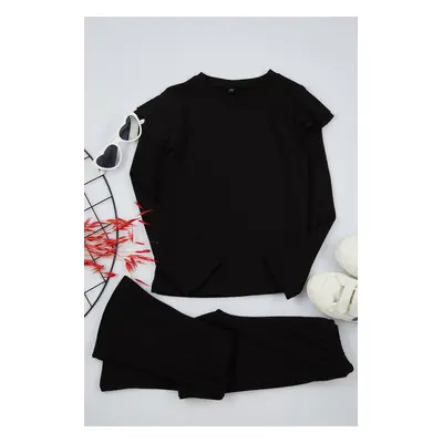 Trendyol Black Girl Plain Knitting Upper-Lower Team