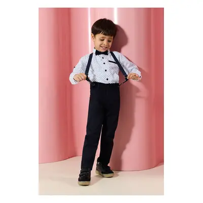 Trendyol White Bow Tie Polka Dot 3-Piece Shirt Trousers Suspender Set Upper-Lower Team