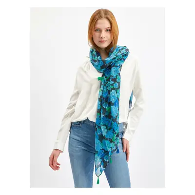 Orsay Blue Ladies Flowered Scarf - Ladies