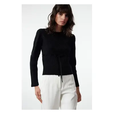 Trendyol Black Ribbon/Bow Detailed Knitwear Sweater