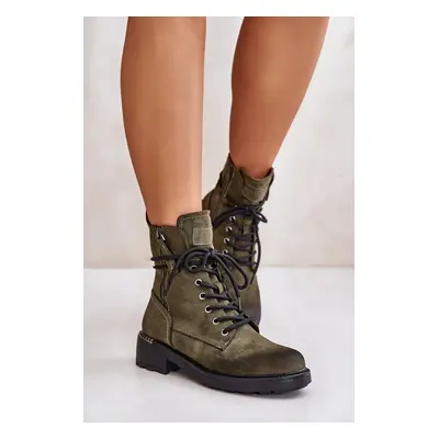 High ankle boots with zippers green Maisa