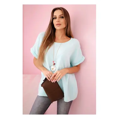 Kesi Włoski Muslin blouse with a necklace mint