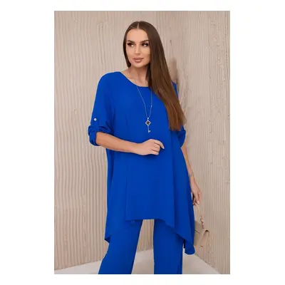 Set blouse + trousers with pendant cornflower blue