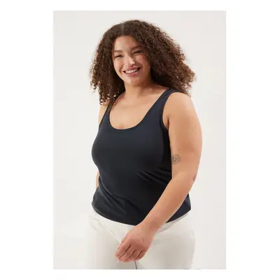 Trendyol Curve Anthracite Pool Neck Basic Modal Flowy Soft Touch Plus Size Undershirt