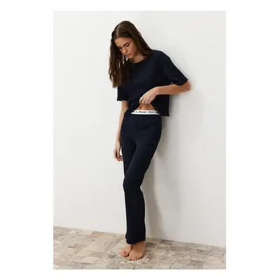 Trendyol Navy Camisole kötött pizsama szett