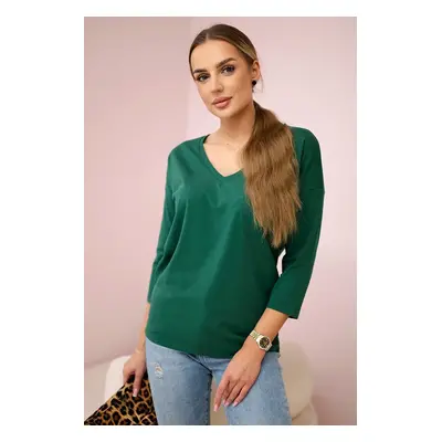 Green blouse with V-neck