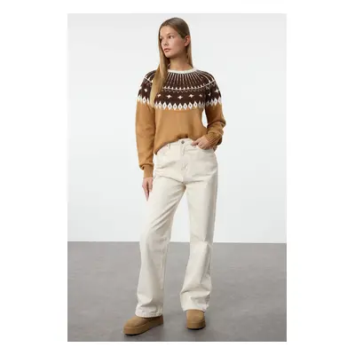 Trendyol Ecru Wool Crew Neck Knitwear Sweater