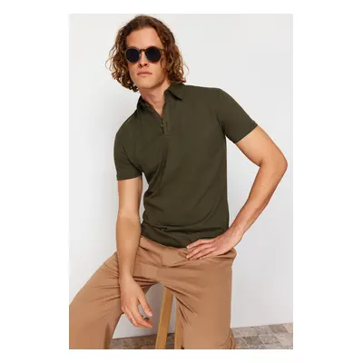 Trendyol Khaki Regular/Normal Cut Textured Polo Neck T-shirt