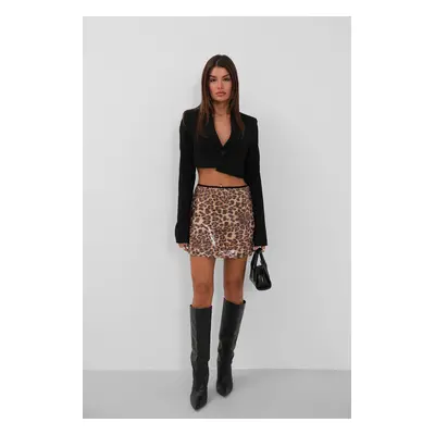 Trendyol Multicolored Leopard Patterned Sequin Skirt