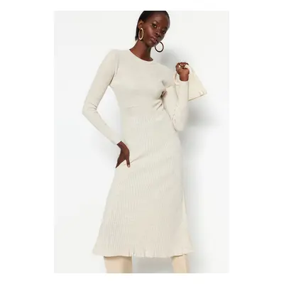 Trendyol Stone Midi Knitwear Crew Neck Dress