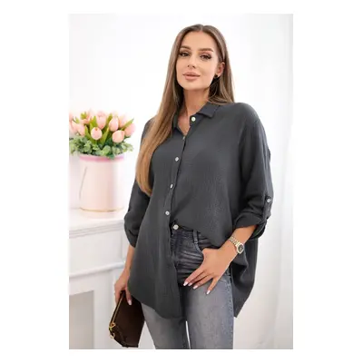 Kesi Włoski Cotton muslin shirt Plus Size graphite