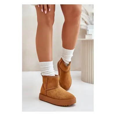 Women's platform snow boots made of eco suede Camel Atteria