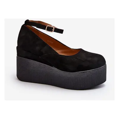 PS1 Női Black Wedge Espadrilles Malla