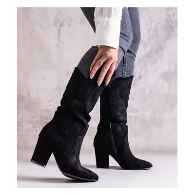 D/CEO Black cowboy boots on the block heel Abigail