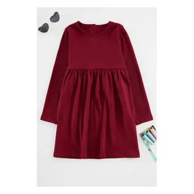 Trendyol Damson Girl Cotton Plain Knitting Dress