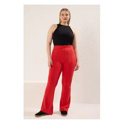 Trendyol Curve Red Bell-bottomed Knitted Trousers