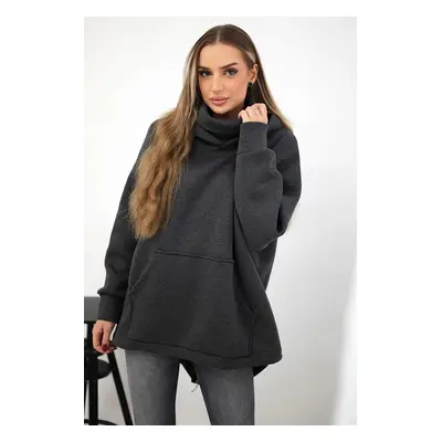 Insulated sweatshirt with a zipper at the back graphite