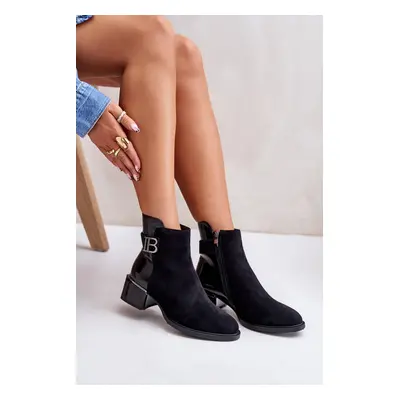 Elegant ankle boots with heels insulated black