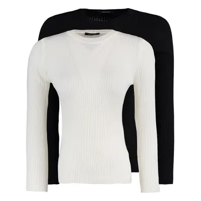 Trendyol Black-White Twin Pack Knitted Sweater