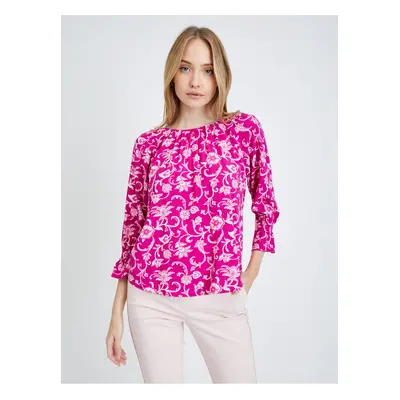 Dark Pink Flowered Blouse ORSAY - Women