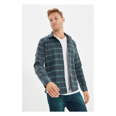 Trendyol Green Regular Fit Epaulette Winter Lumberjack Plaid Shirt