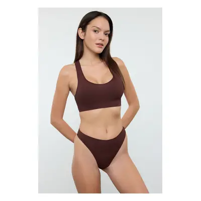 Trendyol Brown Ribbed Unlined Knitted Underwear Set